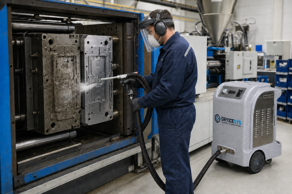 DRYICESYS machine cleaning an industrial mold