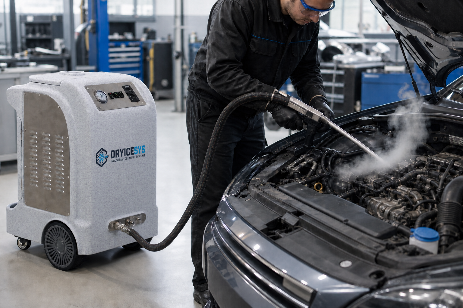 Portable DRYICESYS dry ice cleaning machine used for automotive maintenance