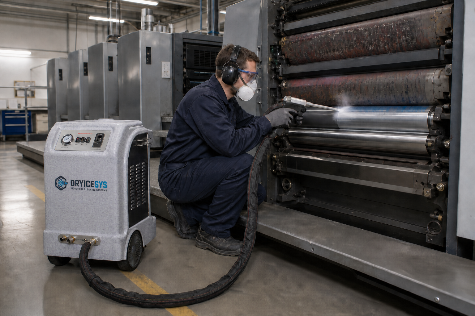 DRYICESYS machine cleaning printing rollers